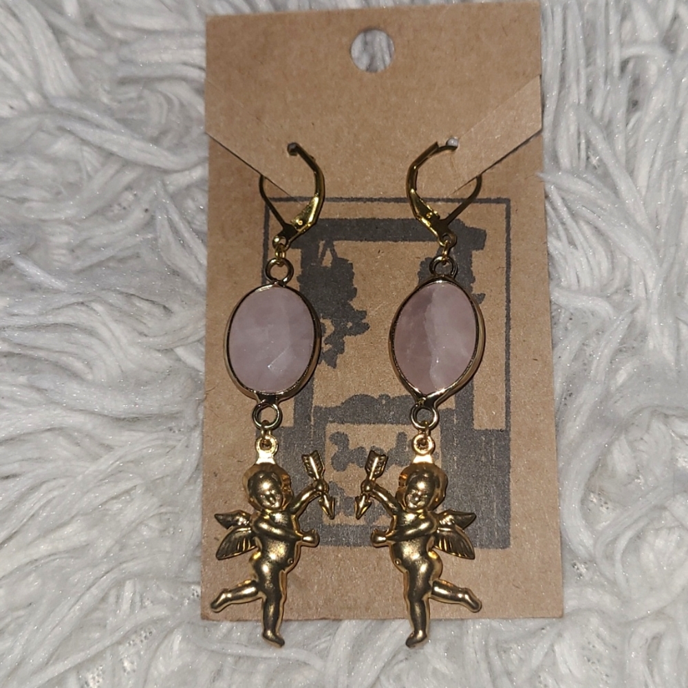 New Long Dangle Charabe, Stone Gold Tone Errings